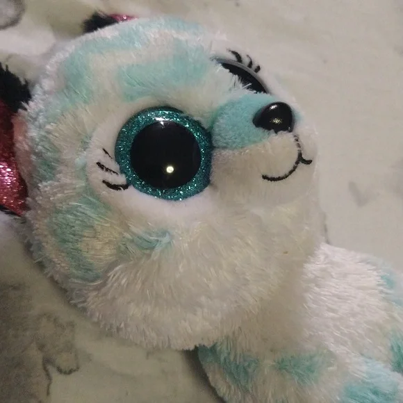 Ty Beanie Boos ATLAS the Aqua Chevron Fox Stuffed Animal - Picture 11 of 16